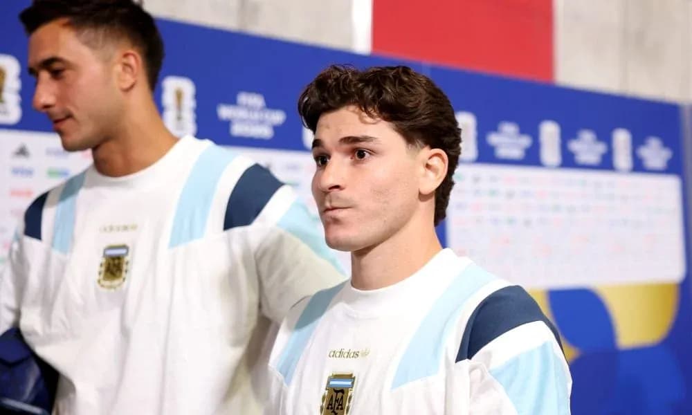 Two players preparing for FIFA World Cup event