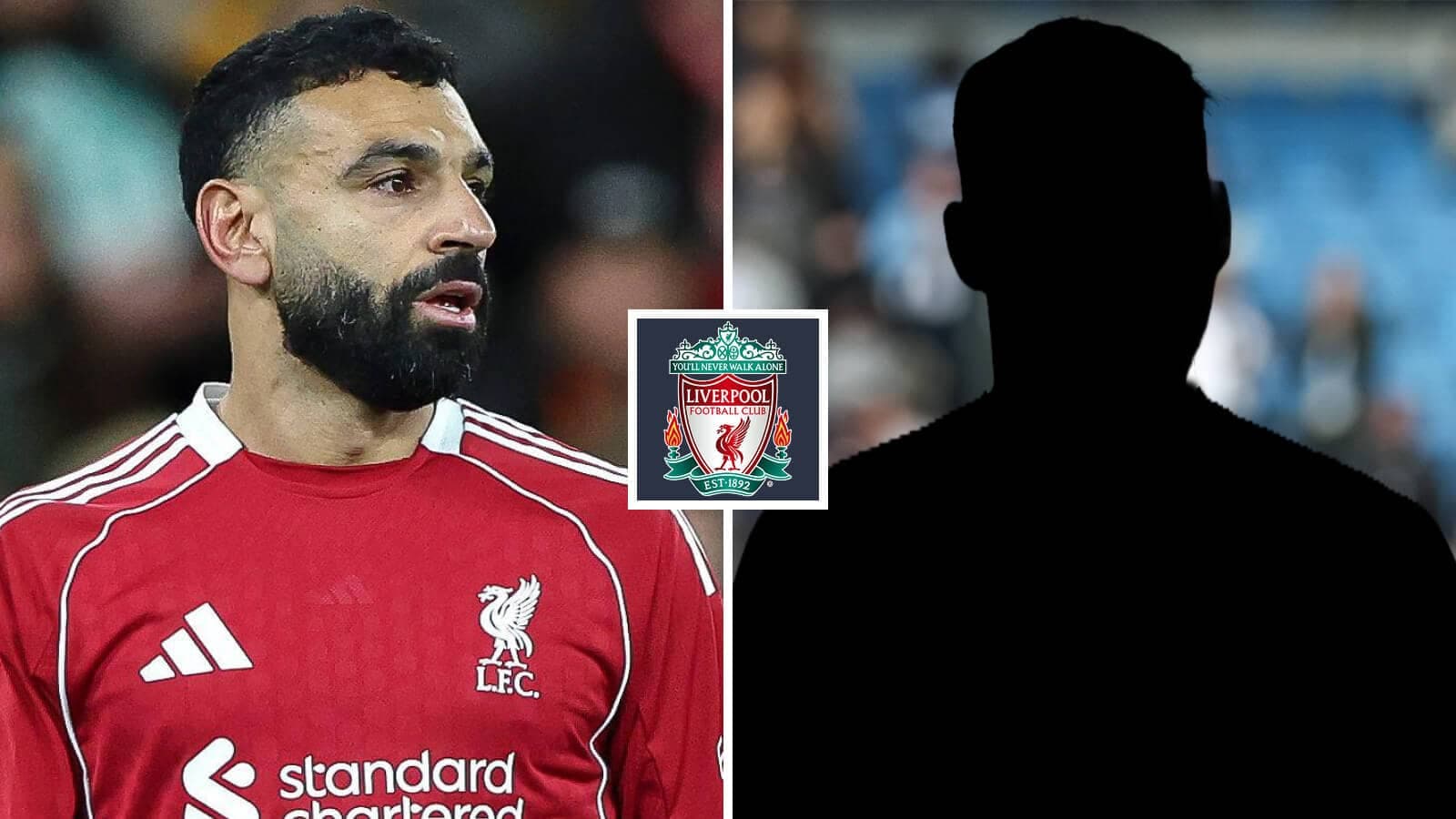 Mohamed Salah in Liverpool jersey with silhouette