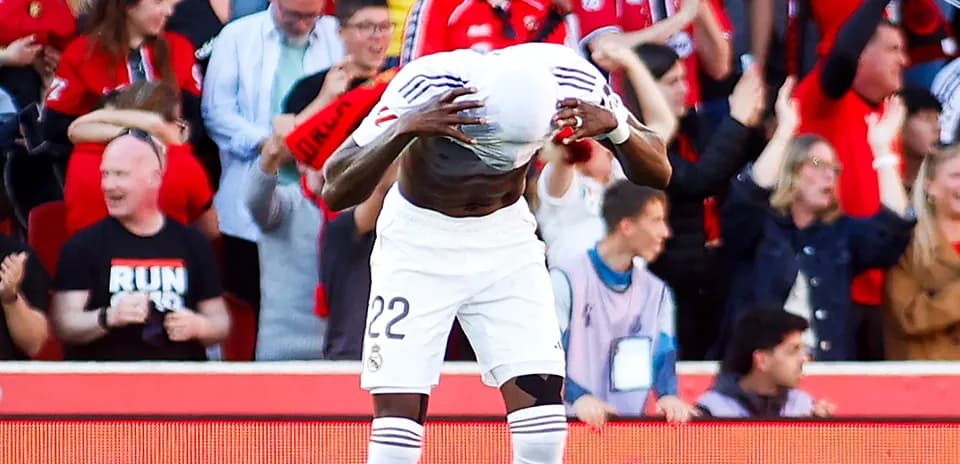 Player celebrating with fans after scoring goal