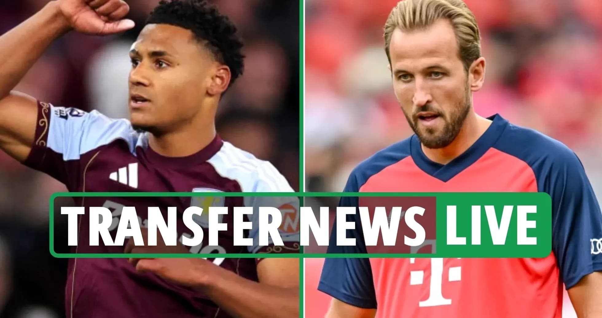 Aston Villa player and Bayern Munich player side by side