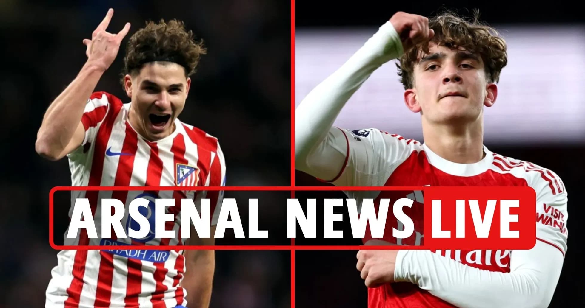 İki futbolçu, biri Atletico, digəri Arsenal formasında
