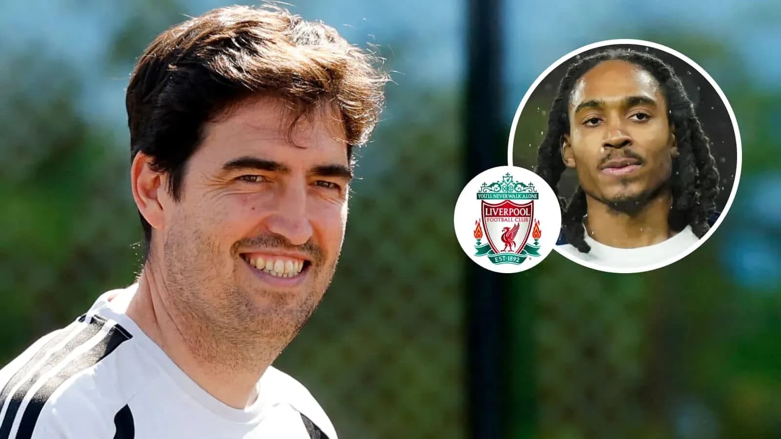 Liverpool coach smiling during training session