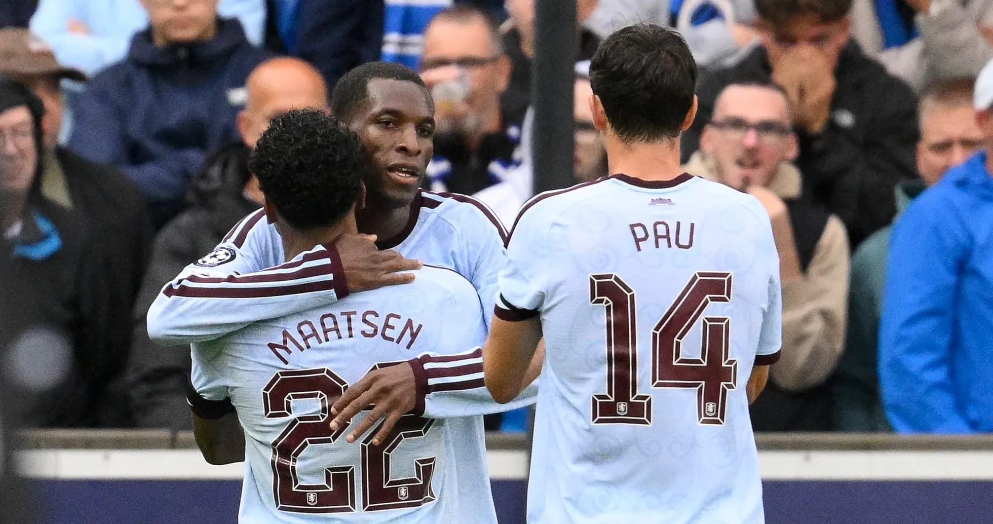 Players celebrating a goal during a match