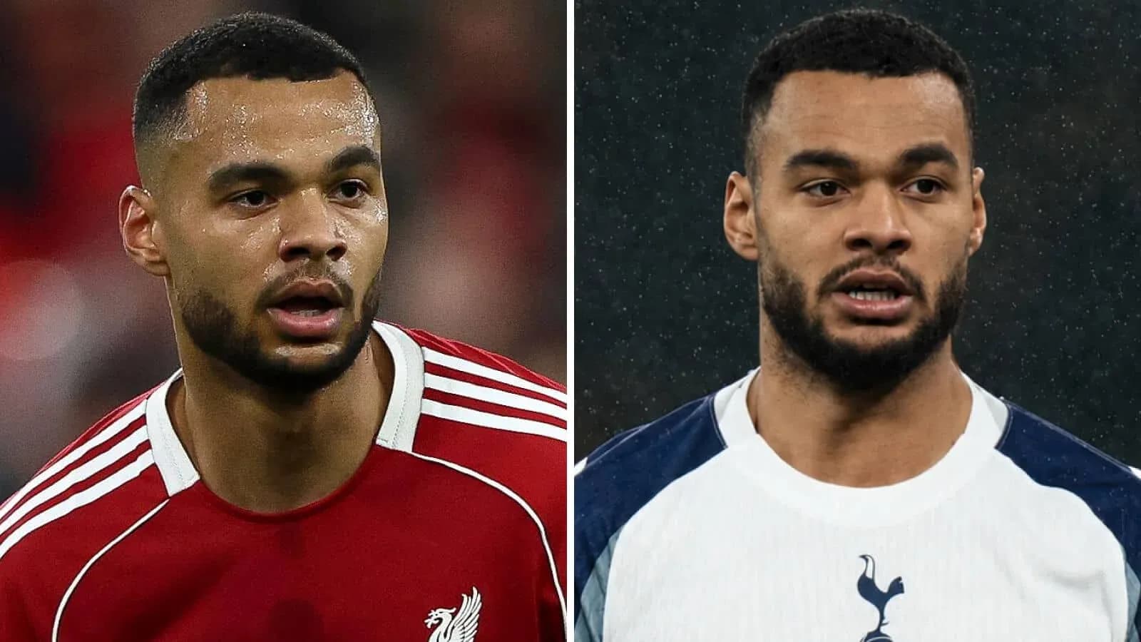 Player in Liverpool and Tottenham kits