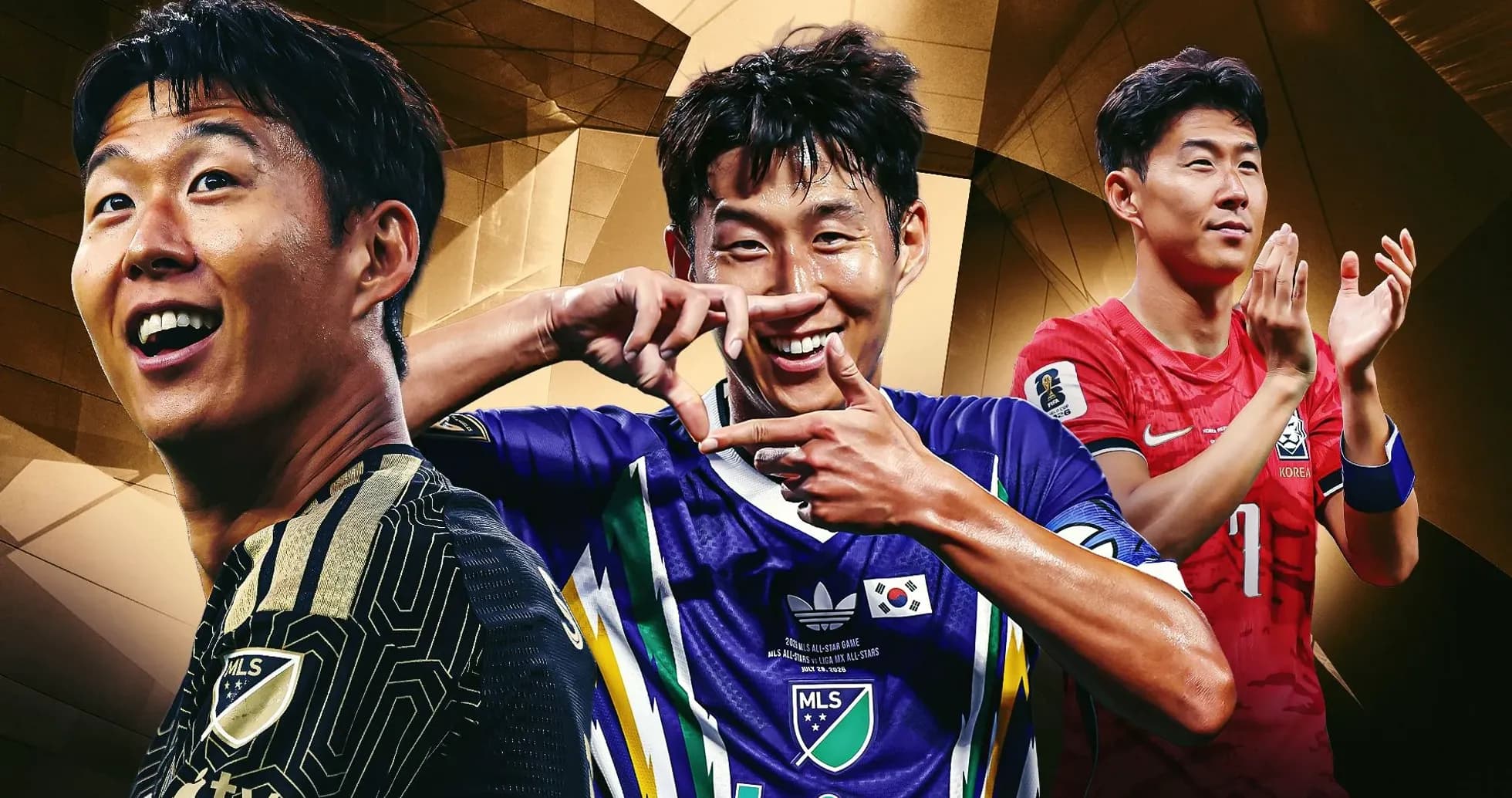 Three South Korean football players in different jerseys