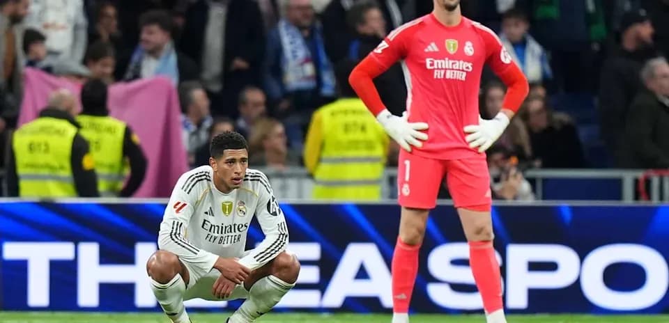 Real Madrid players on the field after match