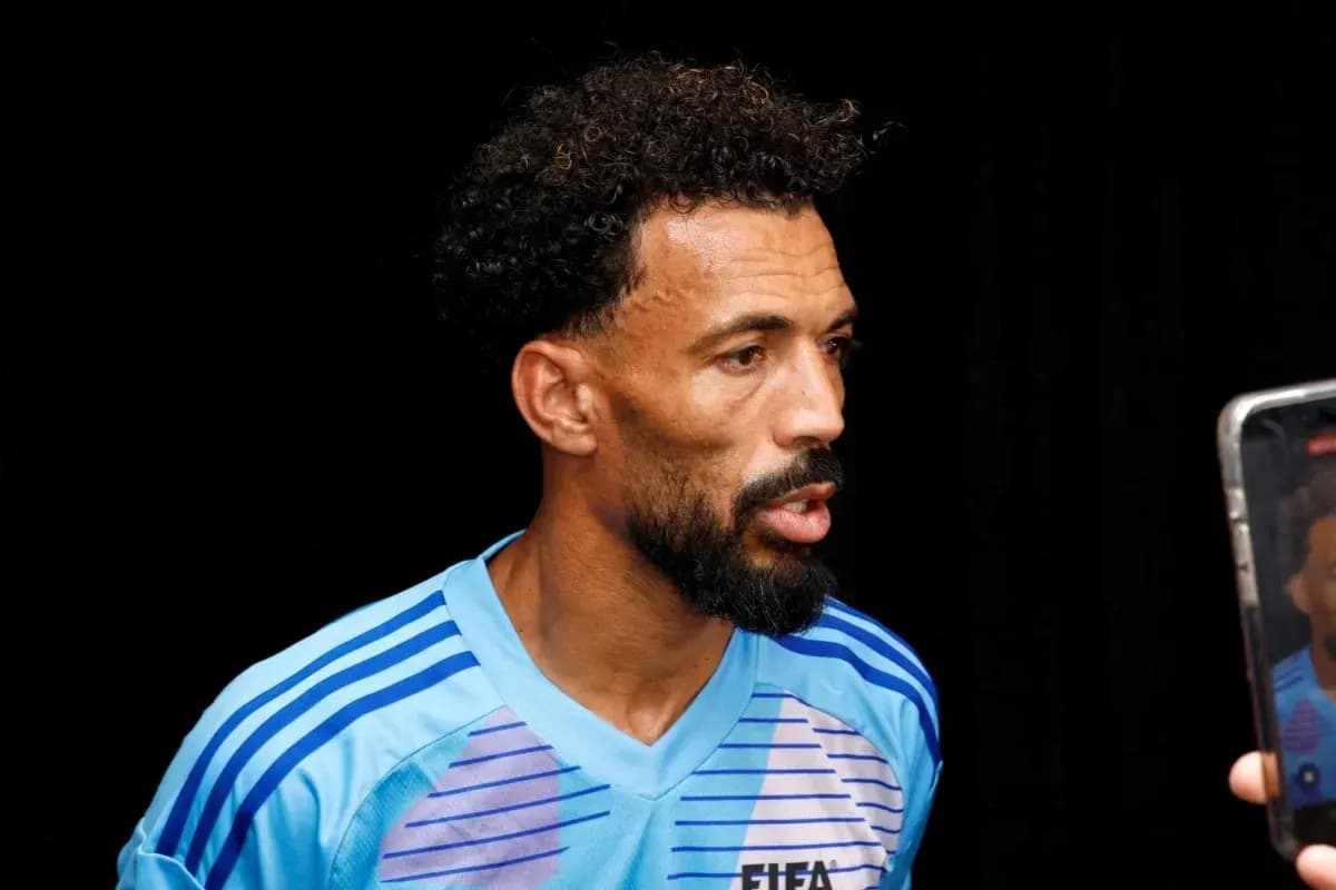 Goalkeeper speaking during a press interview