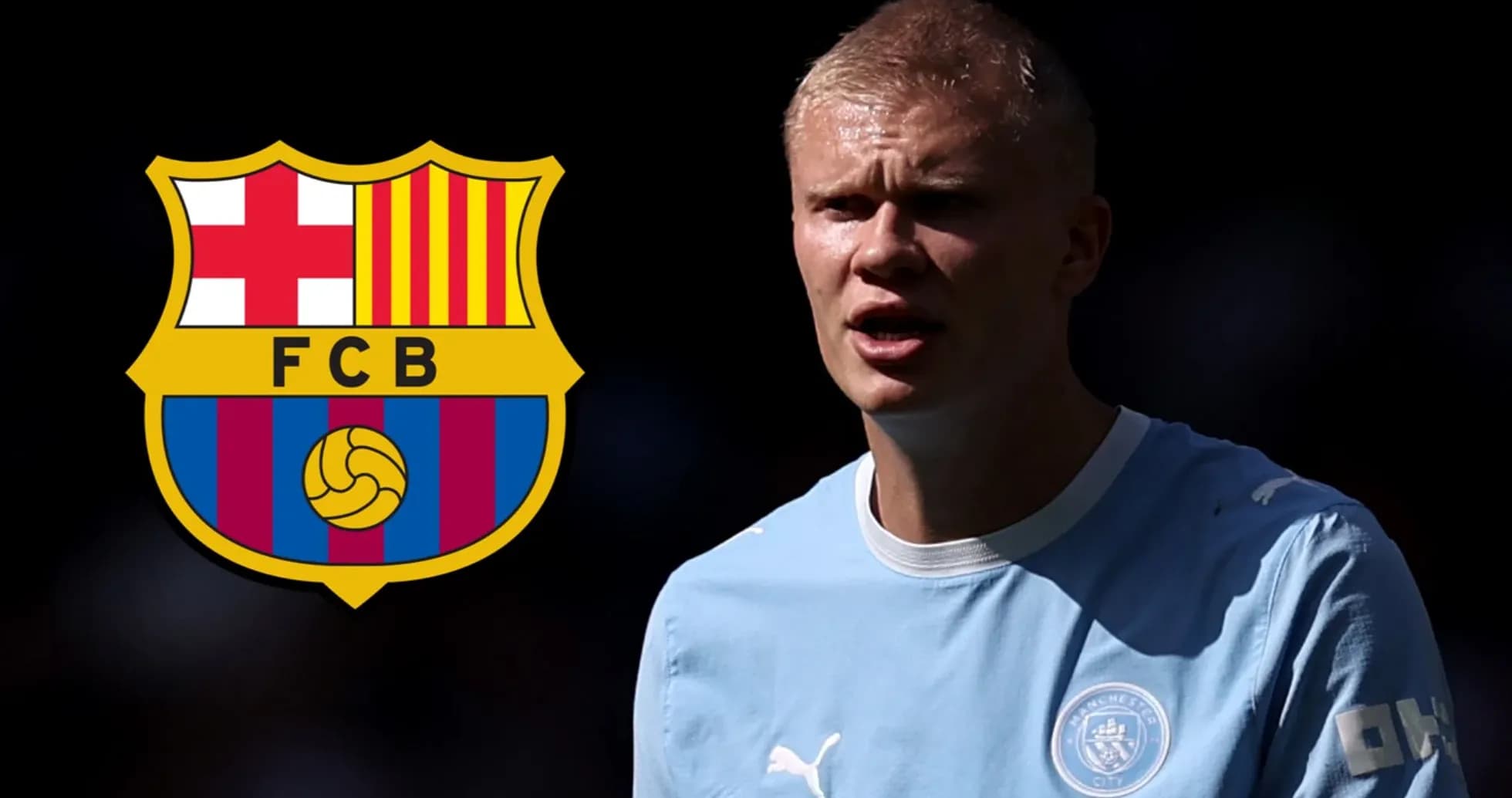 Futbolçu danışarkən Barcelona loqosu arxa planda