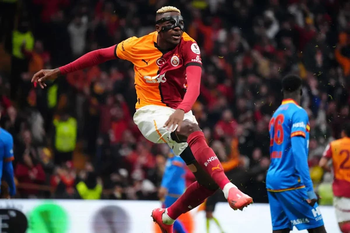 Galatasaray player celebrating after scoring a goal Galatasaray player celebrating after scoring a goal