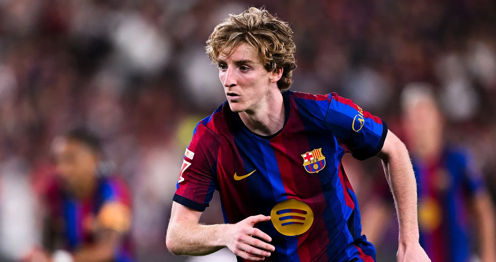 Barcelona player running during a match