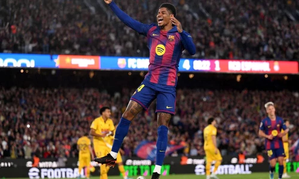 Barcelona player celebrating goal during match
