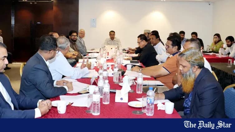 Meeting with participants around a conference table