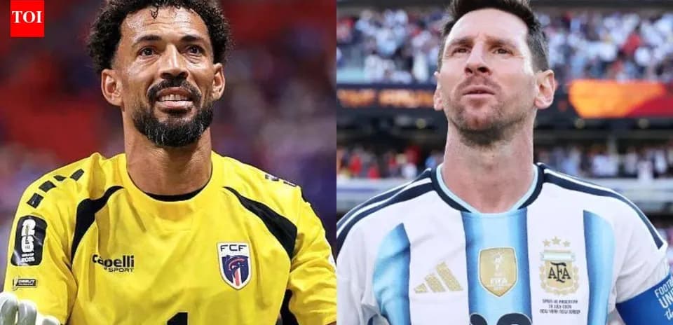Goalkeeper and player posing before the match