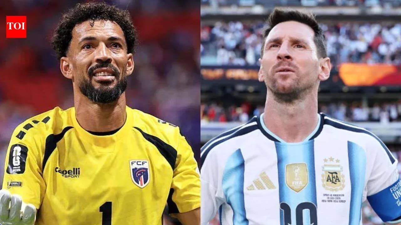 Goalkeeper and player posing before the match