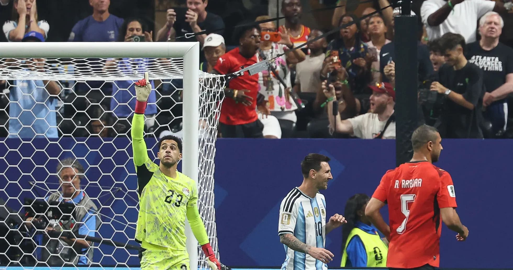 Goalkeeper celebrating a save during match