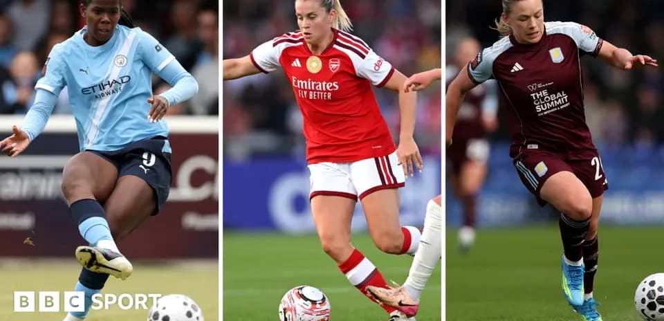Three players from Manchester City, Arsenal, and Aston Villa dribbling