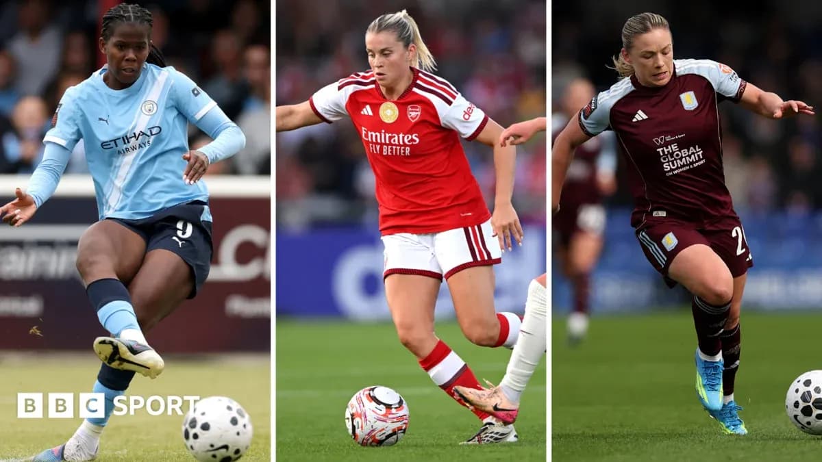 Three players from Manchester City, Arsenal, and Aston Villa dribbling