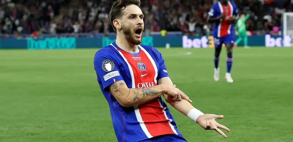 PSG player celebrating a goal on the pitch
