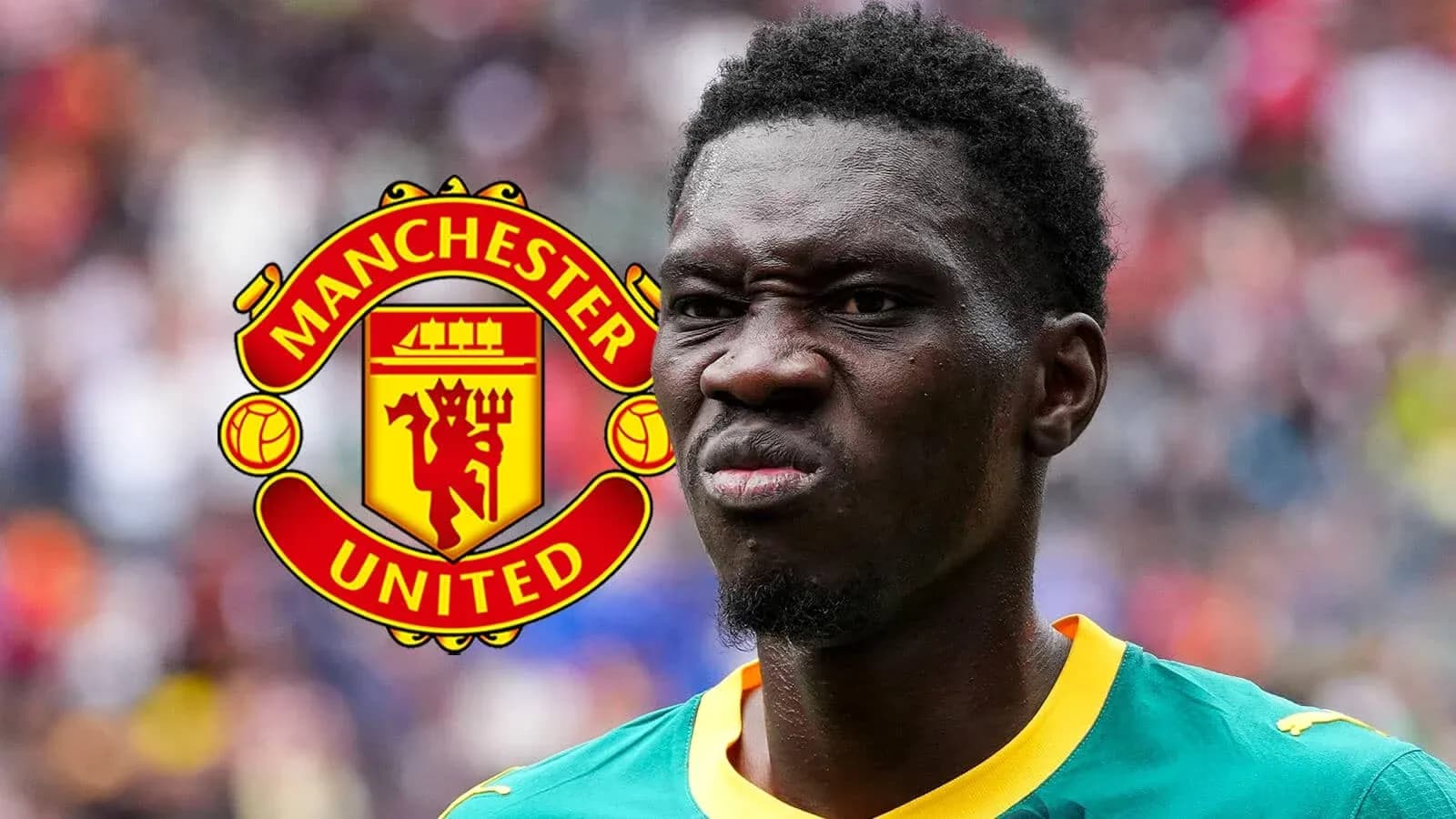 Futbolçu Manchester United logosu ilə görüntülənir