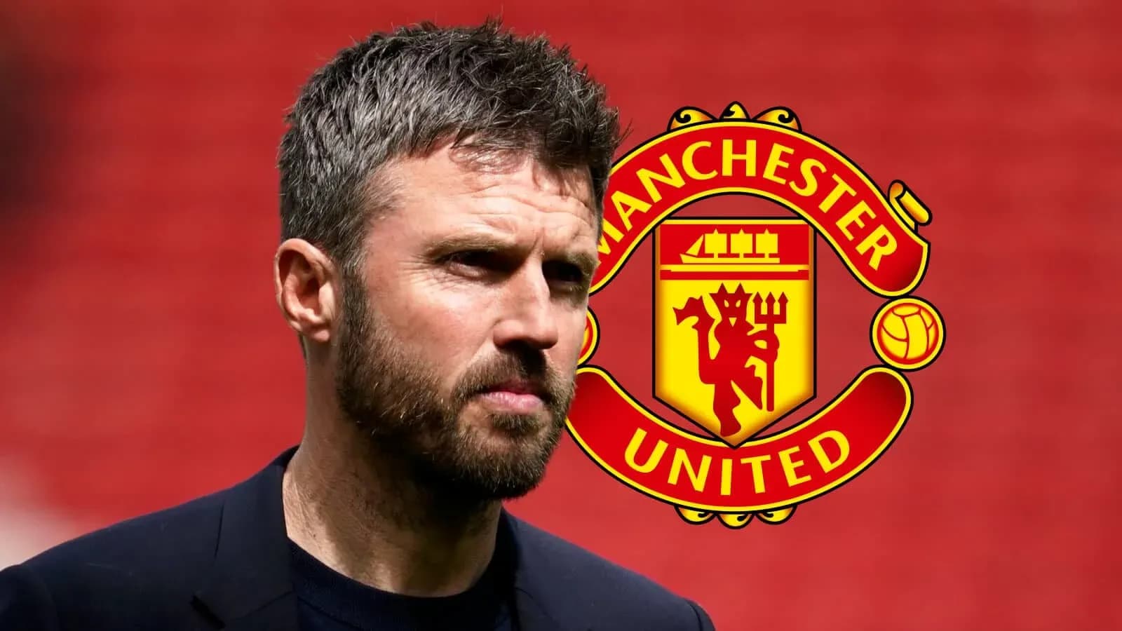 Men's football coach with Manchester United logo background