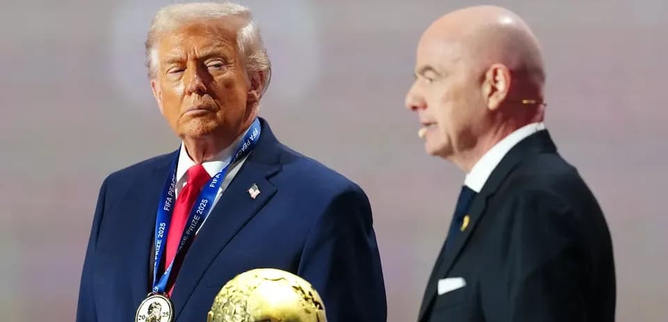Donald Trump and FIFA president at award ceremony