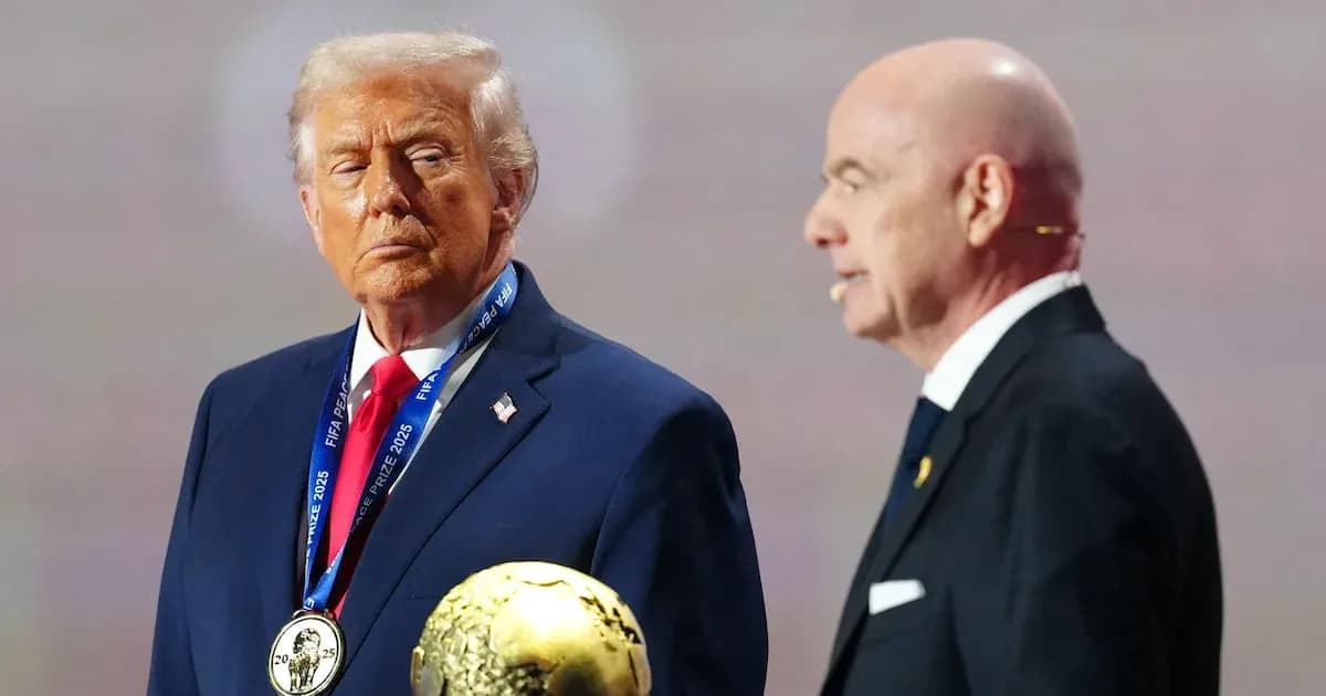 Donald Trump and FIFA president at award ceremony