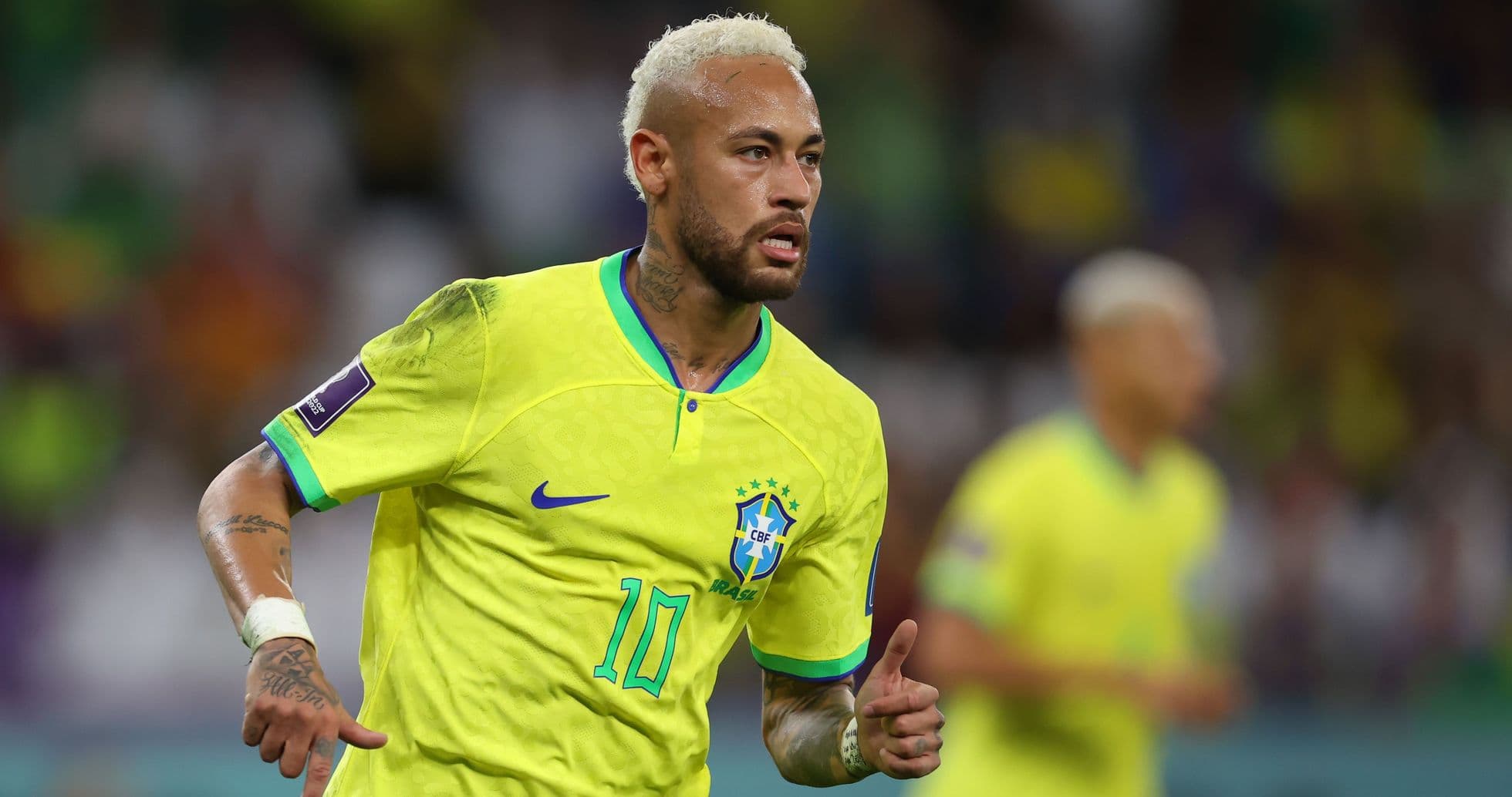 Neymar celebrating a play during a match