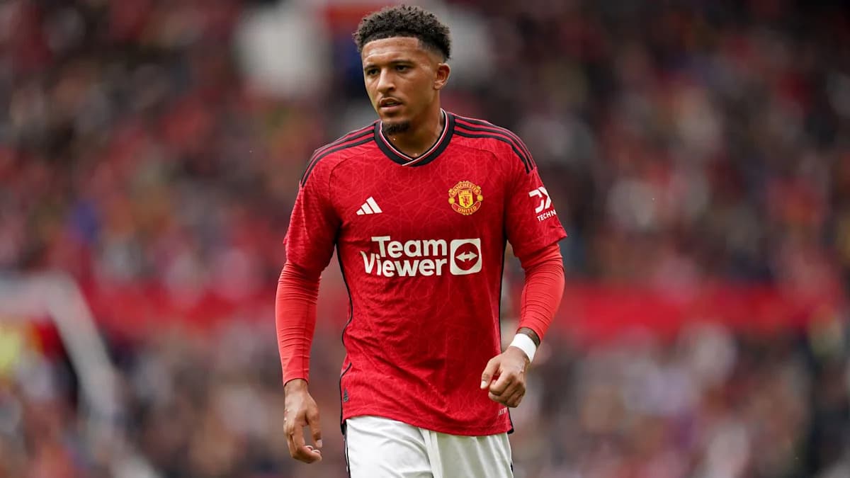 Jadon Sancho in Manchester United home jersey