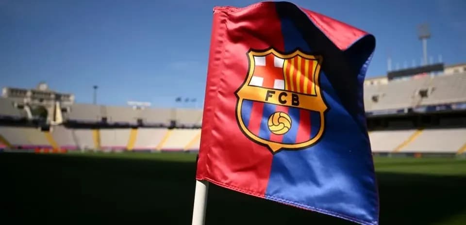 FC Barcelona flag at stadium corner