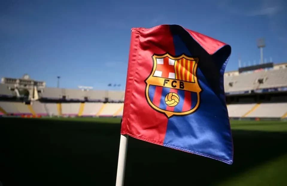FC Barcelona flag at stadium corner