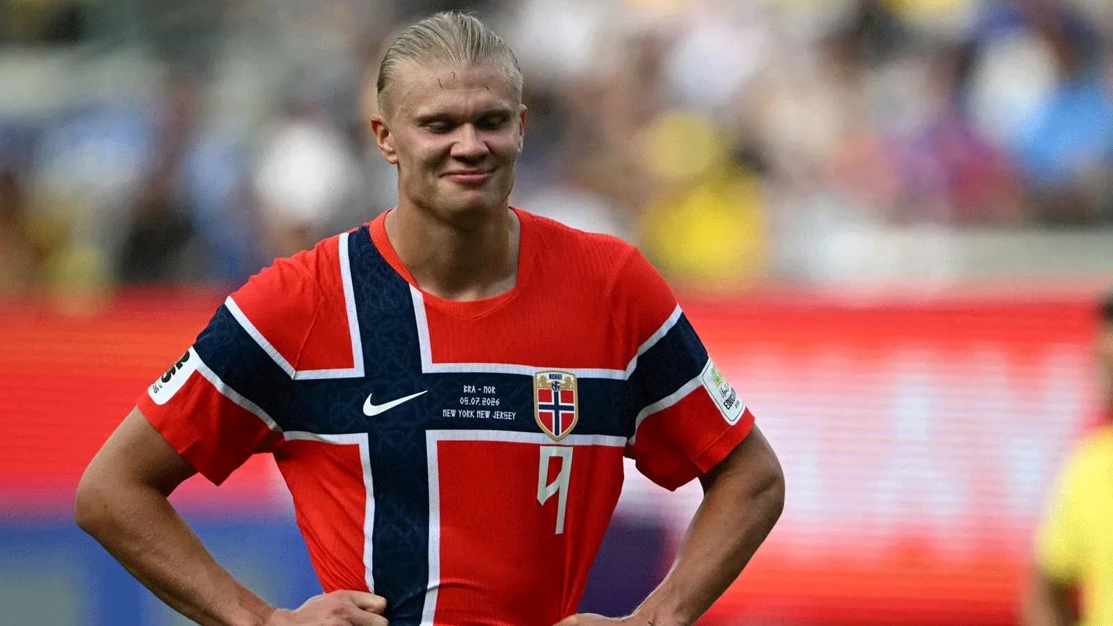 Norway player in red jersey on the field