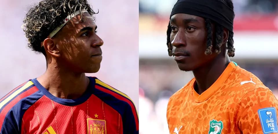 Spain and Ivory Coast players in profile during match