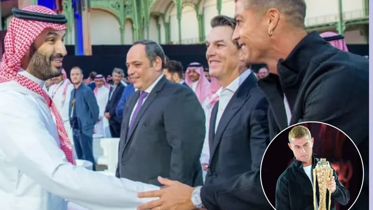 Muhammad bin Salman shaking hands with attendees at event