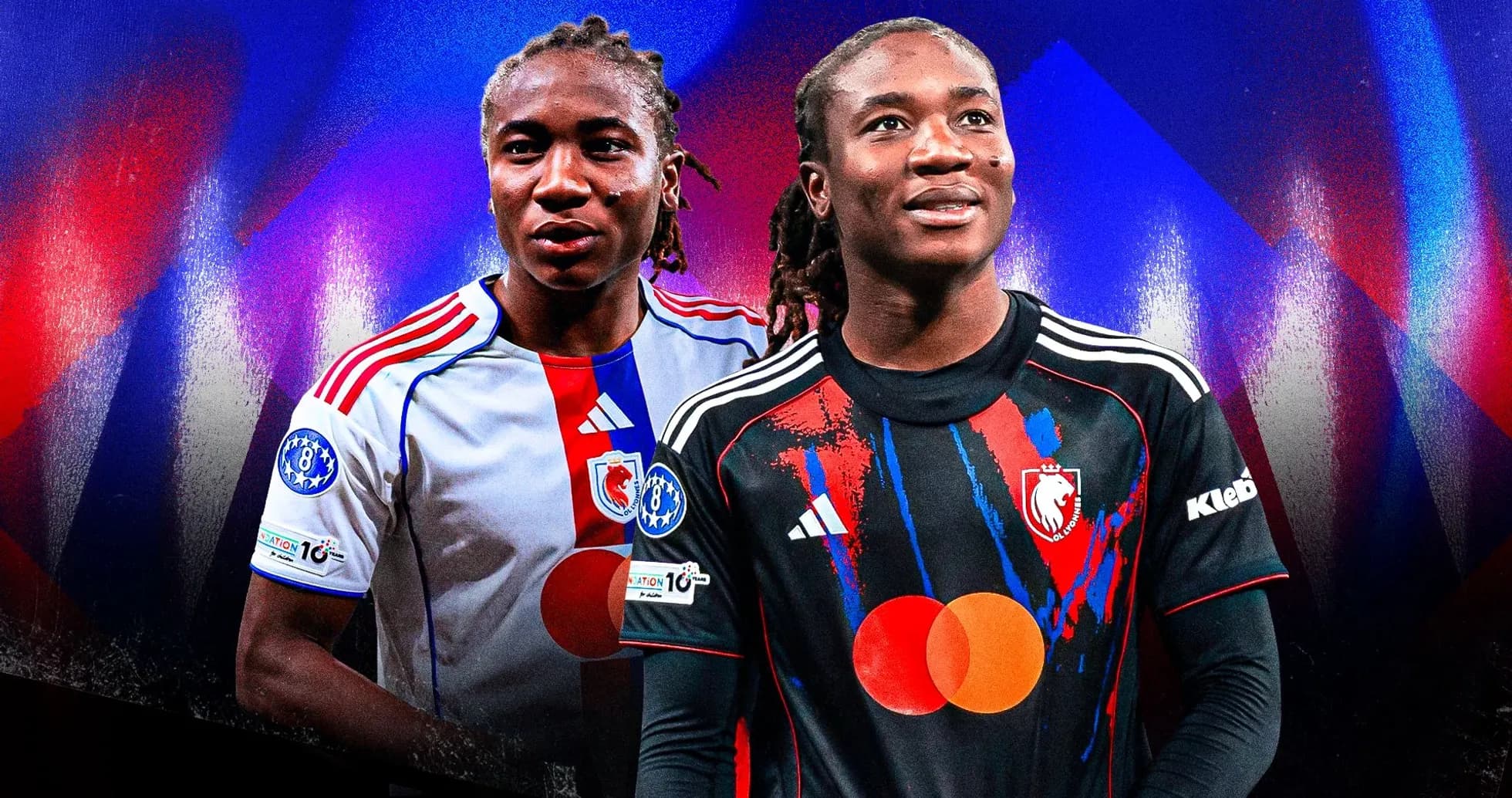 İki futbolçunun portretləri, müxtəlif forma geyinib