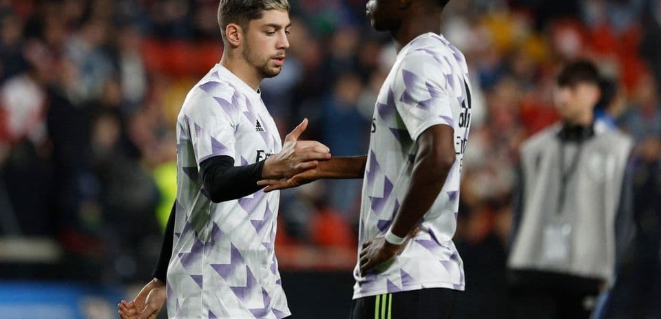 Real Madrid players interacting on the pitch