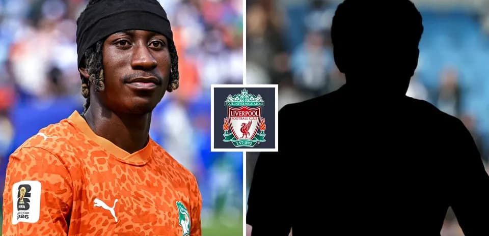 Ivorian player in orange jersey with Liverpool logo