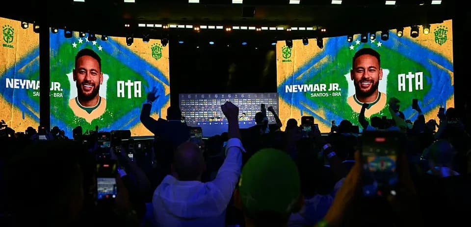 Neymar Jr. displayed on screens at event