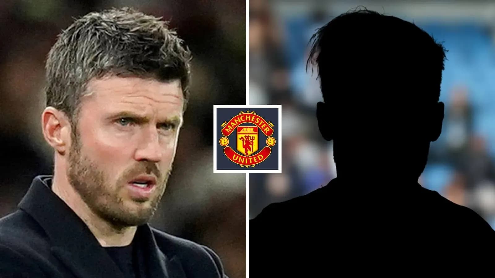Michael Carrick with Manchester United logo background