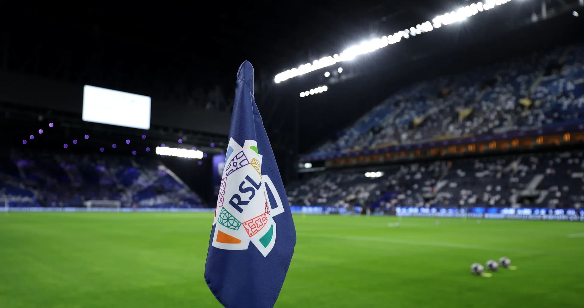 Stadium corner flag with RSL logo before match