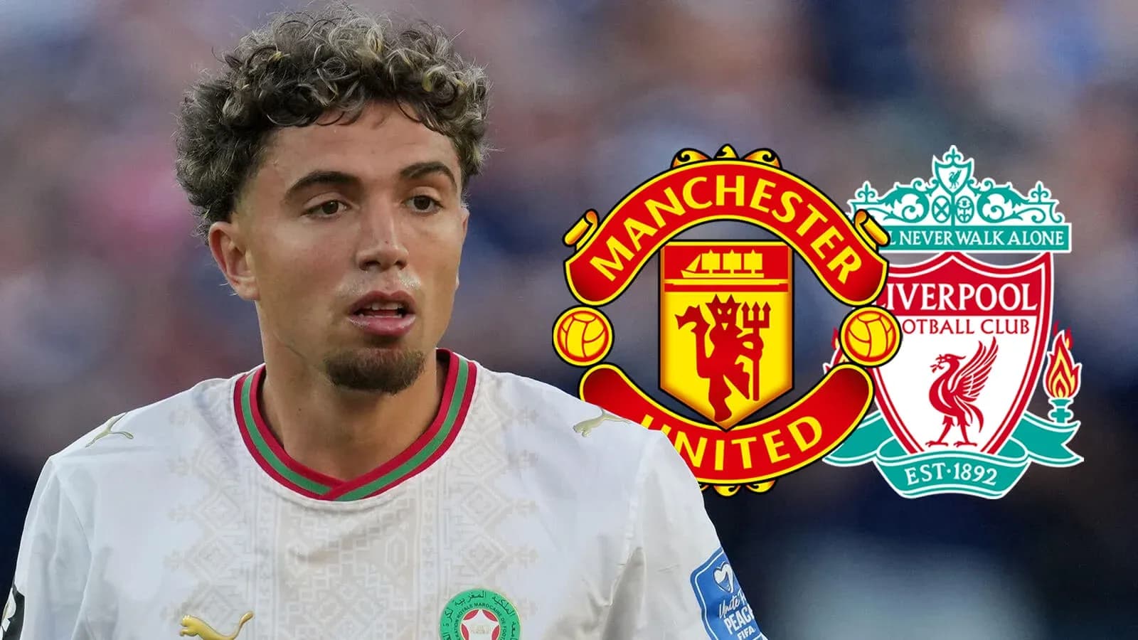 Futbolçu, Manchester United və Liverpool loqotipləri arxasında