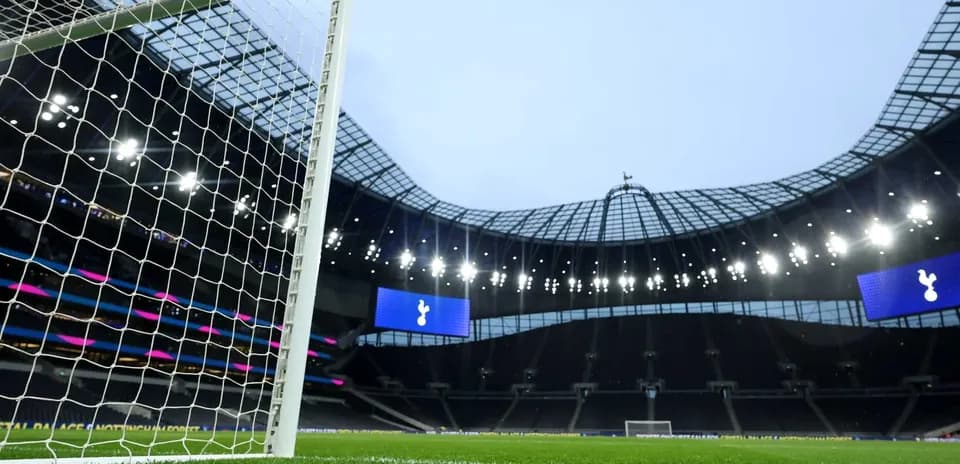 Tottenham Hotspur Stadium goal with illuminated interior