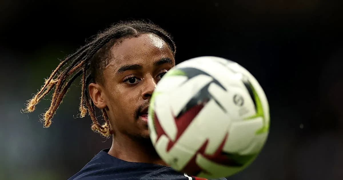 Player controlling a football during practice session