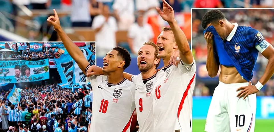 England players celebrating with fans in stadium