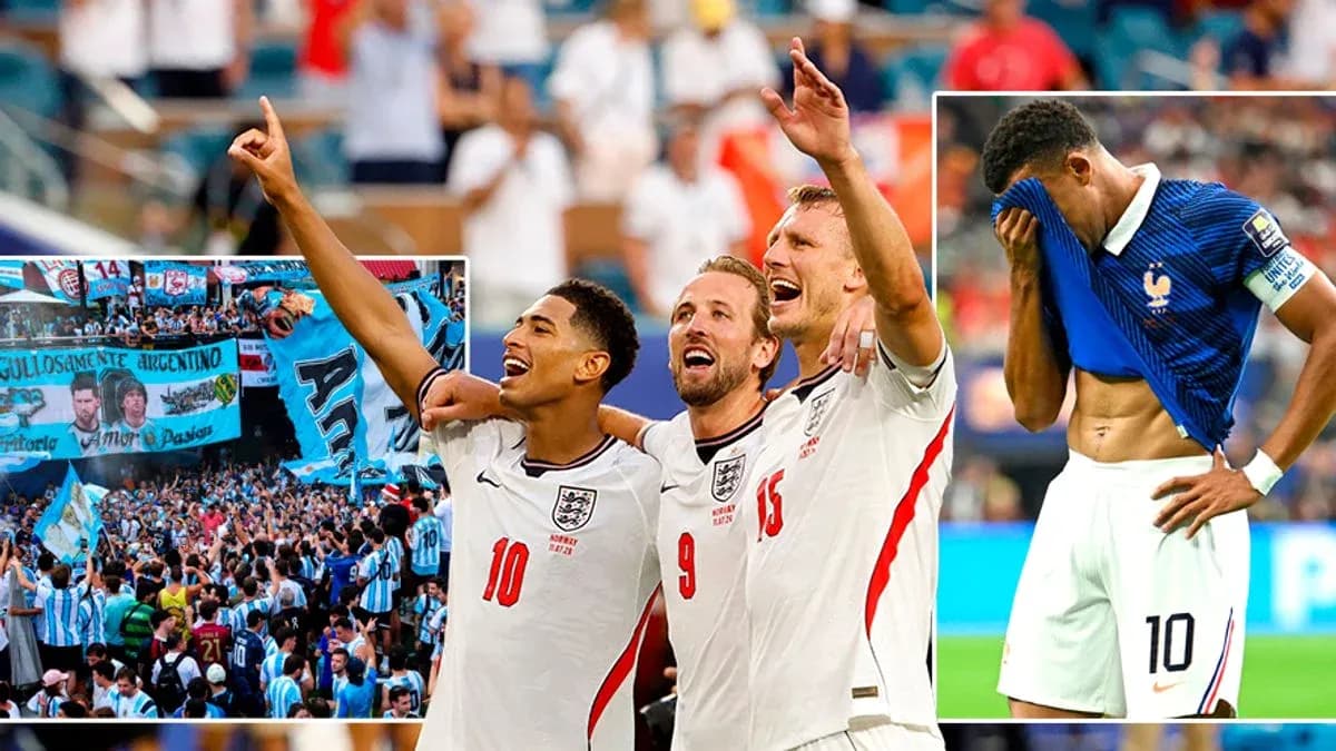 England players celebrating with fans in stadium