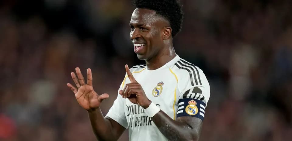Vinicius Jr. celebrating during a match for Real Madrid