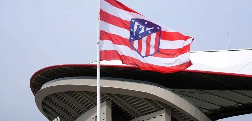 Atletico Madrid flag flying at stadium