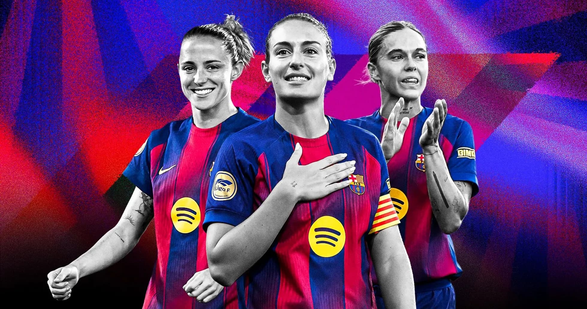 Üç FC Barcelona qadın futbolçusu birlikdə durur