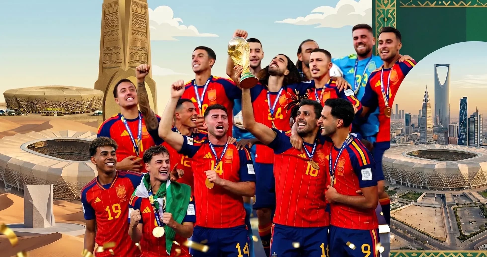 İspaniya futbol komandası kubok qaldırır
