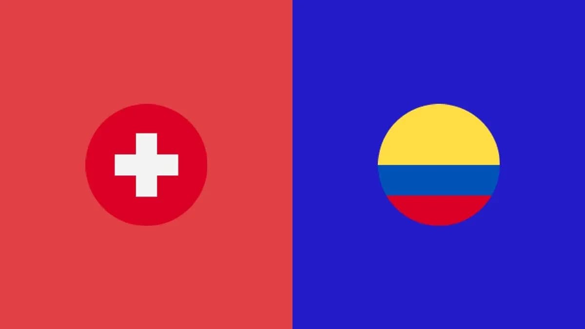 Flags of Switzerland and Colombia side by side