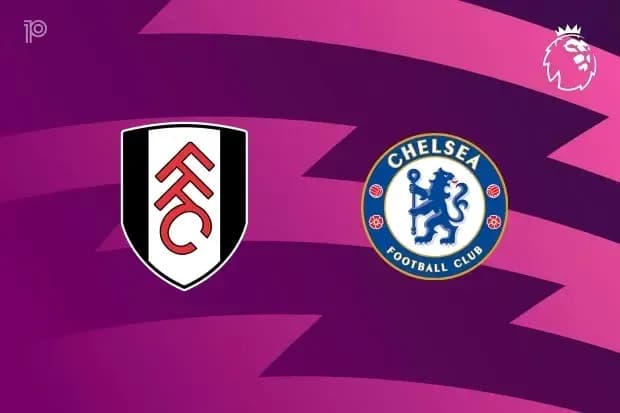 Fulham and Chelsea logos on Premier League background